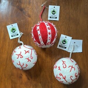 Set of 3 FELTED WOOL ORNAMENTS